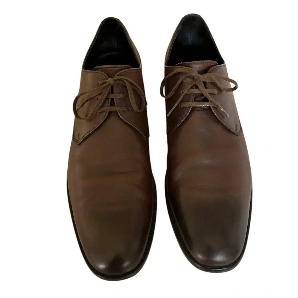 John Varvatos Luxe Oxford Brown Leather Plain Toe Dress Shoes Men’s Size 11 - Picture 3 of 16